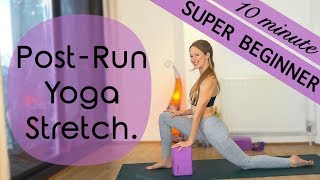 10 MIN POSTRUN YOGA STRETCH  Super beginner  YogaCandi [upl. by Nuyh]