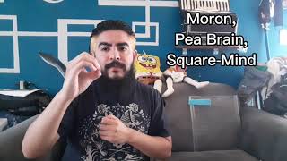 Moron Pea brain SquareMind comes off your head Twists ASLSign Language Deaf [upl. by Leterg16]