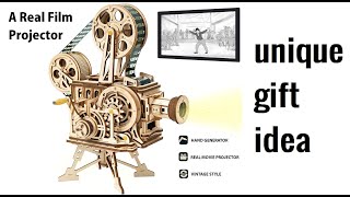 Wooden Puzzle Mechanical Model Kits for Adults DIY Craft Kits Vitascope Film projector Review [upl. by Lokkin]