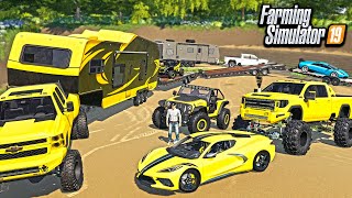 MILLIONAIRES GO CAMPING amp MUDDING LAMBORGHINI amp CORVETTE  FARMING SIMULATOR 2019 [upl. by Wendelin]