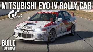 Gran Turismo 7  Mitsubishi Lancer Evo IV Rally Car Build Tutorial  Special Projects [upl. by Nayd500]