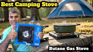 BEST CAMPING STOVE Butane Gas Stove Review Cooking in the Woods [upl. by Sheridan]