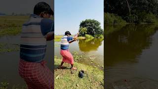 Village boy hook fishing in the pond big monster fish catching hookfishing fishing shortvideo [upl. by Uaeb]