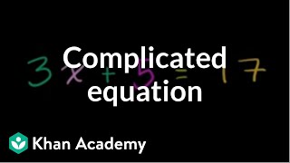 Solving a more complicated equation  Linear equations  Algebra I  Khan Academy [upl. by Lottie]