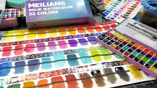 11 New colors Lets Swatch the Upgraded 52 Pretty Excellent Meiliang Watercolor Set [upl. by Arratahs]