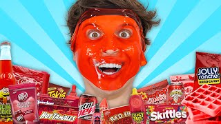 RED FOODS vs Face Mask CHALLENGE [upl. by Follansbee789]