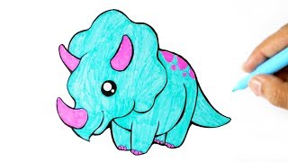 Triceratops Dinosaur Drawing and Coloring [upl. by Collen545]