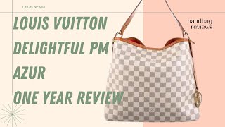 Louis Vuitton Damier Azur Delightful PM Review and Wear and Tear [upl. by Bianca]