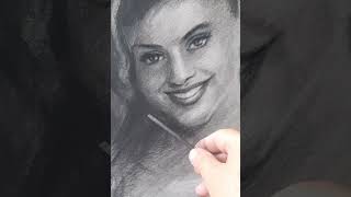 Smiling girl  charcoal drawing [upl. by Liw]