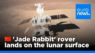 China moon landing video Jade Rabbit rover softlands on lunar surface [upl. by Eleirbag]