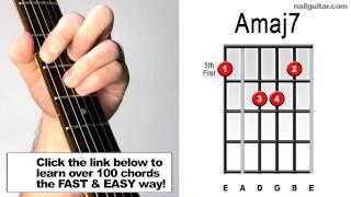 How To Play Amaj7 Guitar Chord Tutorial [upl. by Ennair773]