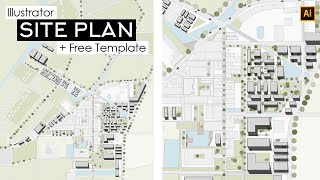 How to Render Site Plan Architecture  Illustrator  Template [upl. by Blaze]