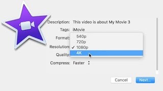 How to Make and Export a 4K Video in iMovie [upl. by Akkeber]