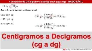 Centigramos a Decigramos cg a dg  Ejercicios Resueltos [upl. by Studley26]