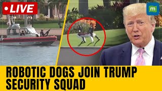 Trump Latest News  Robotic Dogs Patrol MaraLago To Protect Trump  Secret Services  N18G [upl. by Aicilihp]