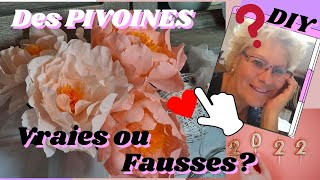 🟢 Comment Fabriquer des PIVOINES en papier Crépon Bouquet Shabby Eternel Moderne Tuto DIY ©A63 [upl. by Varuag673]