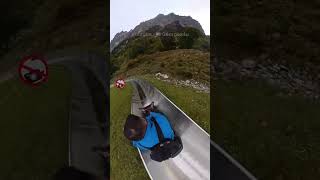 Insane speed on Alpine Slide in Switzerland going wrong on first attempt [upl. by Orsay]