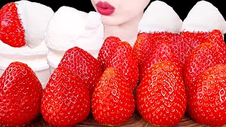 ASMR MUKBANG｜WHIPPED CREAM STRAWBERRY 생크림 딸기 EATING SOUNDS 과일 먹방 [upl. by Yrevi]