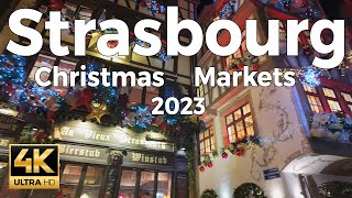 Strasbourg Christmas Markets 2023 France Walking Tour  With Captions [upl. by Eicak512]