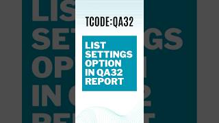 List Settings Option In QA32 Inspection Lot Report shorts sappp sapqm youtubeshorts [upl. by Abil]