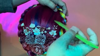 ASMR RELAXING TWO TYPES OF HAIRSTYLES BRAIDING HAIR WITH DIFFERENT KIND OF ACCESSORIES [upl. by Harrat]