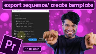 How to export a sequence to a new project create templates Premiere Pro [upl. by Rodrique]