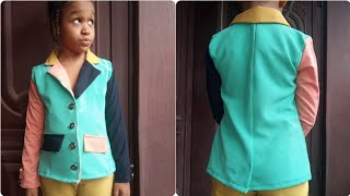 📌How to draft a Notched collar blazer Jacket for kidsfree Self drafted patternsewing suit for kids [upl. by Anders]