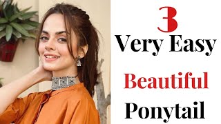 3 Easy Stylish ponytail Hairstyle  Quick pony hairstyle  beautiful hairstyle hairstyle for girls [upl. by Eidob104]