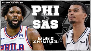 San Antonio Spurs vs Philadelphia 76ers Full Game Highlights  Jan 22  2024 NBA Season [upl. by Simonette864]