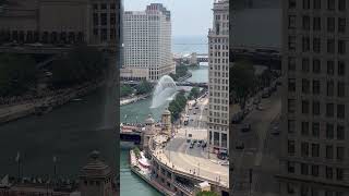 Chicago Fire Boat Spraying Water Into The Sky On The River [upl. by Jdavie]