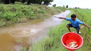 Fishing Video  If you dont know the fishing technique you cant catch fish in the village canal [upl. by Elleinwad453]