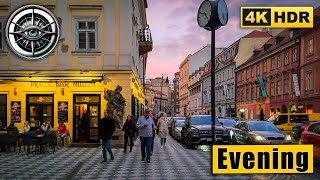 Prague Evening Walking Tour of Citi Centre 🇨🇿 Czech Republic 4K HDR ASMR [upl. by Toor184]