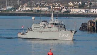 ROYAL NETHERLANDS NAVY MINEHUNTER HNLMS SCHIEDAM M860 LEAVES DEVONPORT NAVAL BASE  13th March 2017 [upl. by Alejandra]