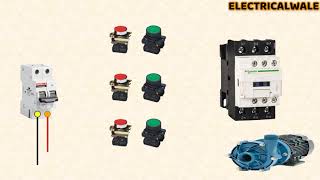 Motor start stop form two places  dol starter remote control wiring diagram  pump DOL new trick [upl. by Nevyar]