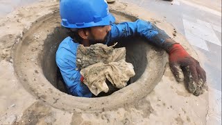 Drain Complaint 346  Tough Work in a Narrow Manhole  Sand and Cement Struggles  Part 2 [upl. by Nnel]