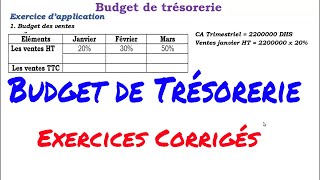 Budget de trésorerie Exercice dapplication 2 [upl. by Yadrahs755]