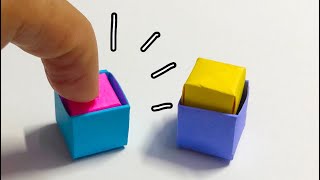 How to make MINI origami BUTTON TOY NO GLUE origami pop it origami fidget toy [upl. by Ateinotna]