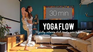 30 min yoga flow Slightly intense fullbody workout ✨️ [upl. by Aitahs]