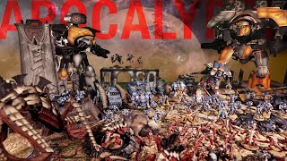 Tyranids vs Imperium  1100 power level Warhammer 40K Apocalypse battle [upl. by Akers499]