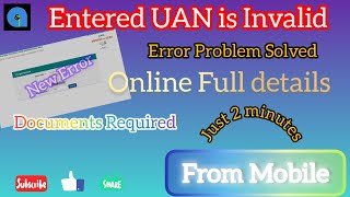 Entered UAN is Invalid  PF New Error 2024  Invalid UAN Number Problem Solved  apraon7203 [upl. by Kancler940]