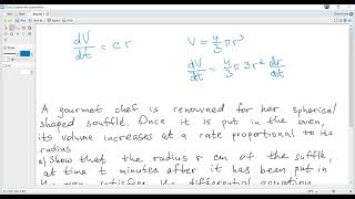 IB Maths AA AI HL Ex 34 Related rates A differential equation 1m08 113 [upl. by Dranal400]