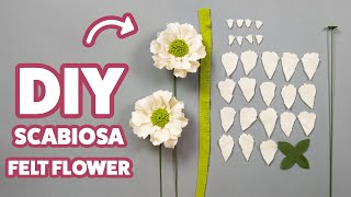 How to make a Scabiosa Felt Flower Tutorial  DIY Pincushion Felt Flower Tutorial [upl. by Areivax192]