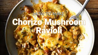 Ravioli in Mushroom Chorizo Sauce Recipe The best pasta dish EVER [upl. by Rainer952]