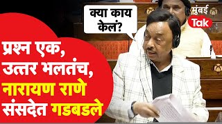 Narayan Rane राज्यसभेत गडबडले दिलं भलतंच उत्तर  Parliament Budget Session 2024 [upl. by Aikam707]