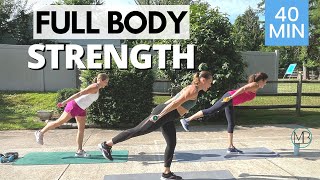 40 MIN Full Body Strength Workout  Dumbbells amp Ankle Weights  Cardio amp Core  Low Impact [upl. by Nelleeus]