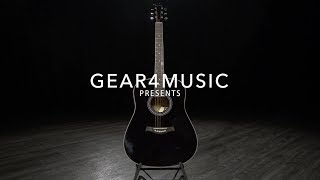 Dreadnought Thinline Electro Acoustic Guitar by Gear4music Black  Gear4music demo [upl. by Neuburger467]