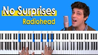 No Surprises Radiohead PIANO CHORDS TUTORIAL [upl. by Adley478]