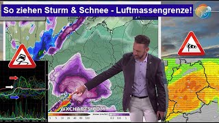 Große Umstellung der WetterlageHerbstEnde So ziehen Sturm amp Schnee Anschließend Luftmassengrenze [upl. by Jowett60]