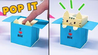 Origami CAT BOX BUTTON TOY  origami pop it origami fidget toy [upl. by Niki]