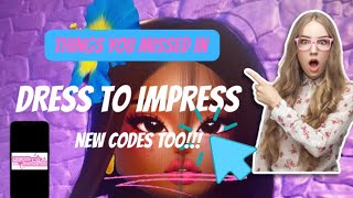 THINGS YOU MISSED IN DRESS IMPRESS😱 NEW CODES [upl. by Luaped]